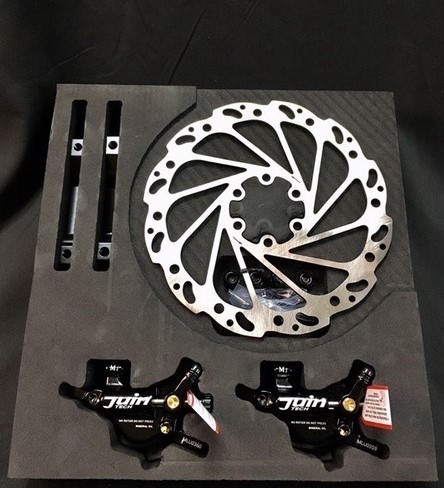 thumbnail interactive-video image 1 of Juin Tech M1 Cable-Actuated Hydraulic MTB Disc Brake Set – Front & Rear, 160mm Rotors, Black 1 of 6
